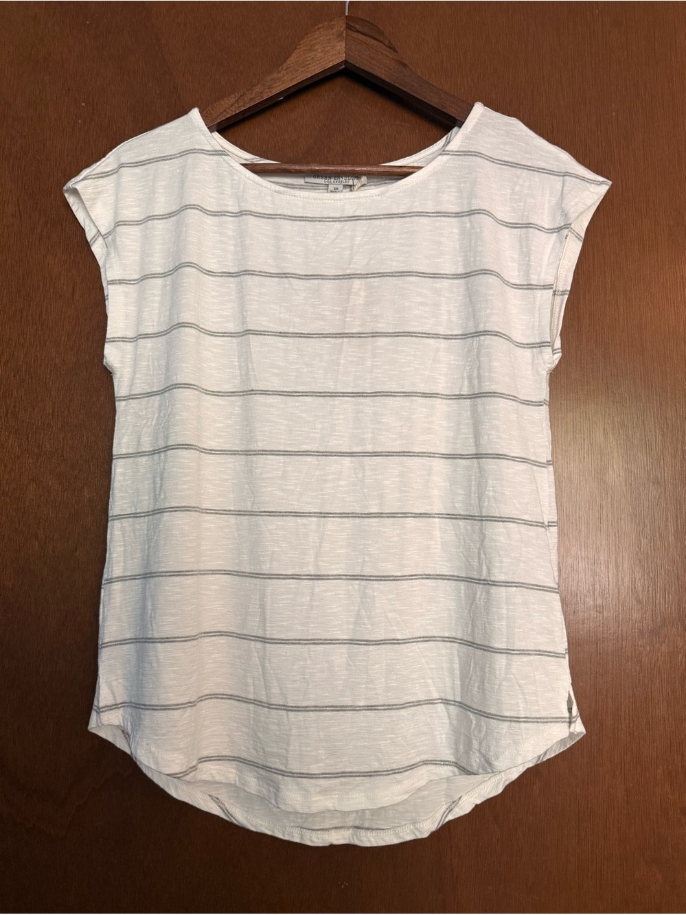 Green Envelope Short Sleeve Striped Shirt, XS